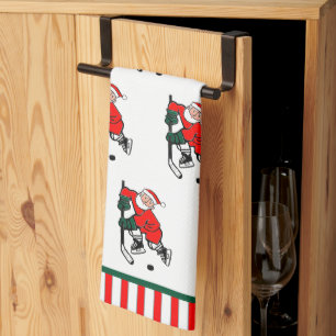 Hockey Christmas Holiday Tea Towel