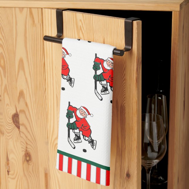 Hockey Christmas Holiday Tea Towel (Thirds Fold)