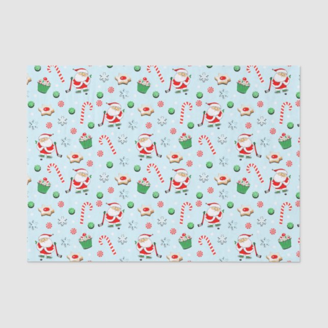 Hockey Christmas Holiday Tissue Paper (Front)
