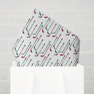 Hockey Christmas Red & Green Hockey Sticks Tissue Paper