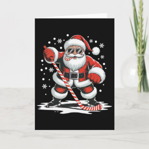 Hockey Christmas Santa Playing Sport Skating Candy Card