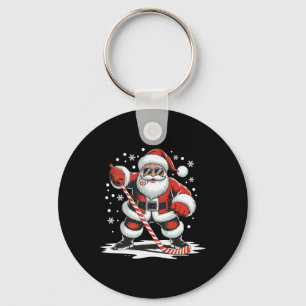 Hockey Christmas Santa Playing Sport Skating Candy Key Ring