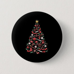 Hockey Christmas Tree  6 Cm Round Badge