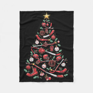 Hockey Christmas Tree Fleece Blanket