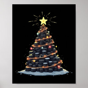 Hockey Christmas Tree Funny Sports Lover For Playe Poster