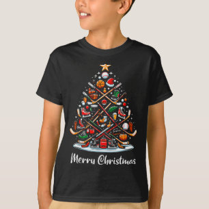 Hockey Christmas Tree Lights Funny Hockey Player X T-Shirt