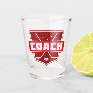 Hockey Coach Shield, Red Shot Glass