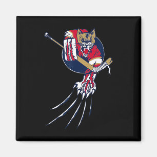 Hockey Cougar Lion Cat Ice Jungle Beast Goalie Log Magnet