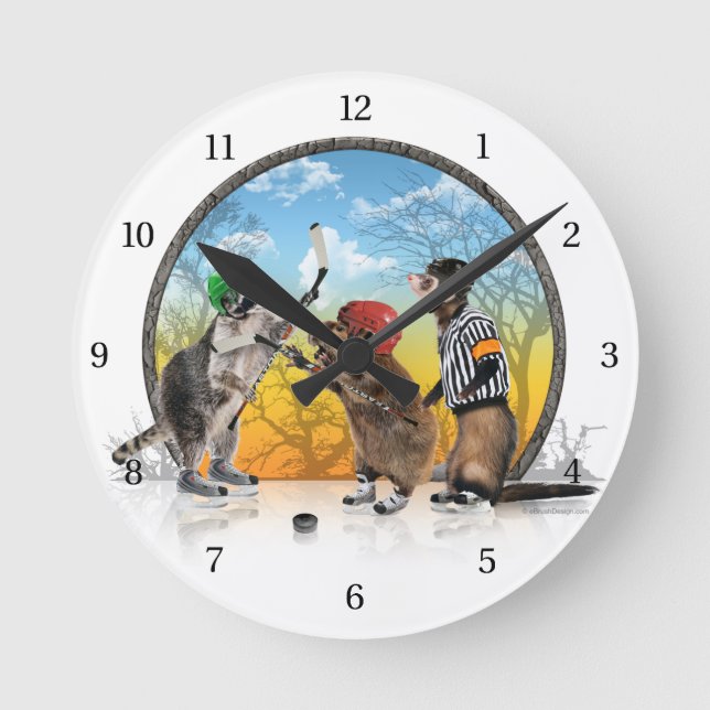 Hockey Critter Classic Round Clock (Front)