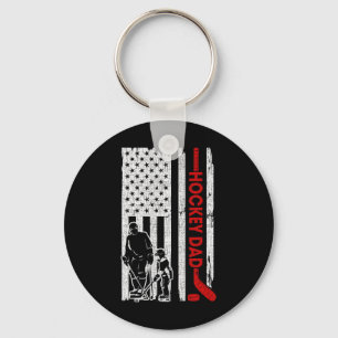 Hockey Dad American Flag Father's Day Gift for Hoc Key Ring