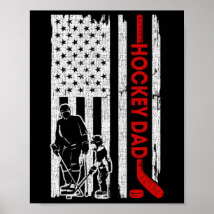 Hockey Dad American Flag Father's Day Gift for Hoc Poster