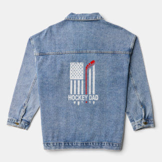 Hockey Dad Daddy Pucking American Flag Father Day Denim Jacket