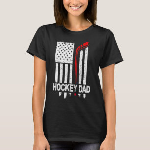 Hockey Dad Daddy Pucking American Flag Father Day T-Shirt