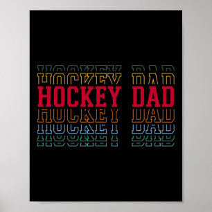 Hockey Dad Funny Layered Text Father Coach Player  Poster