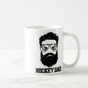 Hockey Dad Funny Messy Hair Beard Hockey Dad  Coffee Mug