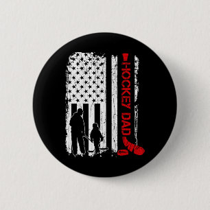 Hockey Dad Gift Hockey American Flag For Women Men 6 Cm Round Badge