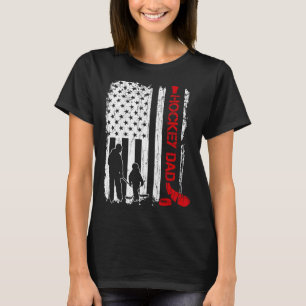 Hockey Dad Gift Hockey American Flag For Women Men T-Shirt