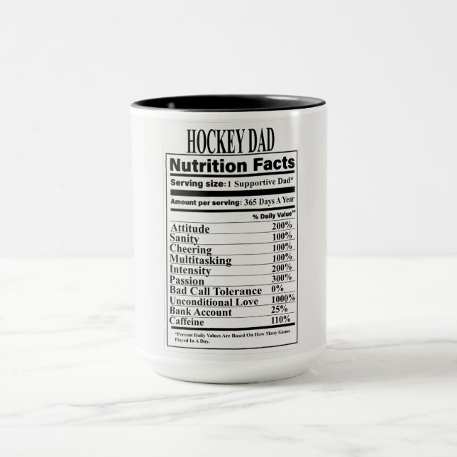 Hockey Dad Nutrition Facts Mug (Center)