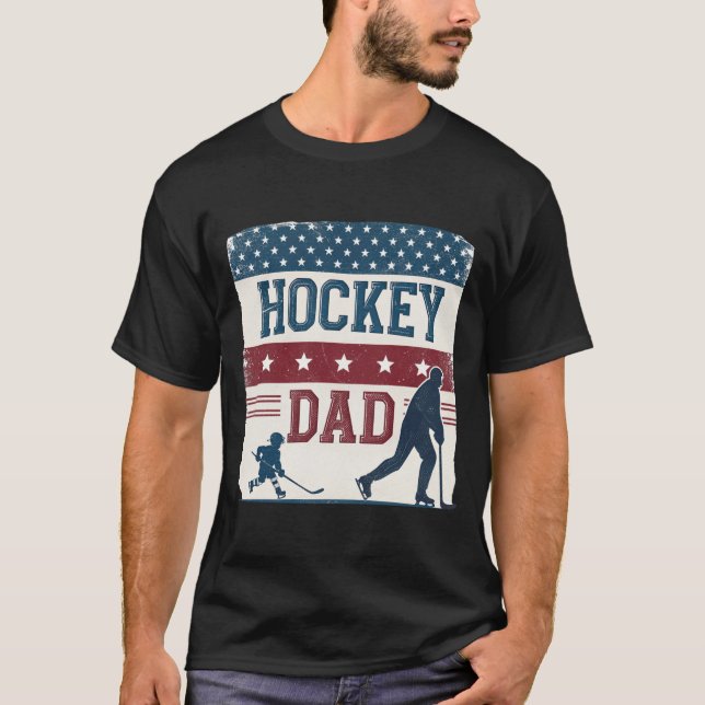 Hockey DAD USA Flag T-Shirt (Front)