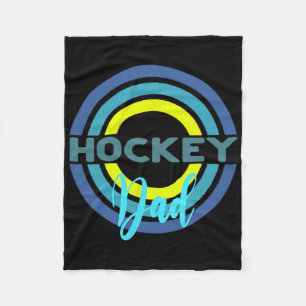 Hockey Dad With Modern Hockey Circles  Fleece Blanket