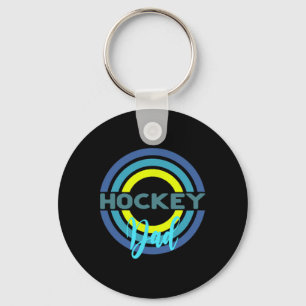Hockey Dad With Modern Hockey Circles  Key Ring