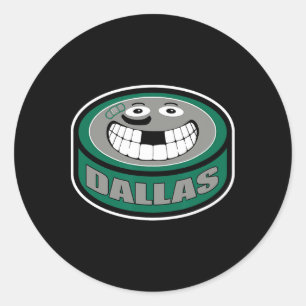 Hockey Dallas Texas Funny Kid Adult Puck Smile Fac Classic Round Sticker