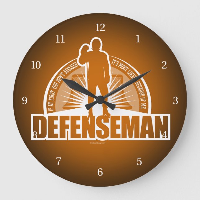 Hockey Defenseman Large Clock (Front)