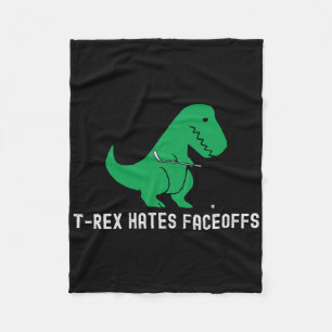 Hockey Dinosaur T-rex Funny Hates Faceoffs Love Fleece Blanket