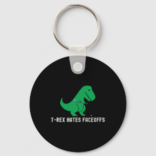 Hockey Dinosaur T-rex Funny Hates Faceoffs Love Key Ring