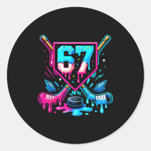 Hockey Drip 6 7 Number 67 Six Seven Meme Men Boys Classic Round Sticker