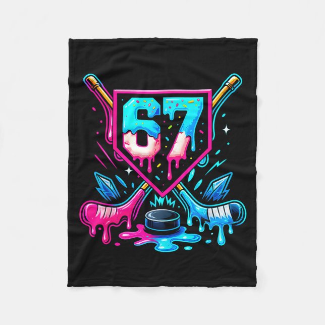 Hockey Drip 6 7 Number 67 Six Seven Meme Men Boys  Fleece Blanket (Front)