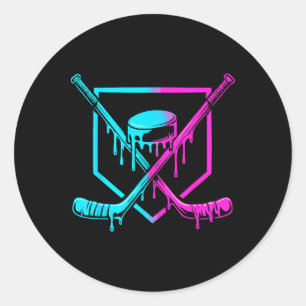 Hockey Drip For Boys Ice Cream Drip Youth Boys Hoc Classic Round Sticker