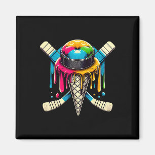 Hockey Drip Sticks Dripping Retro Ice Cream Hockey Magnet
