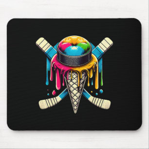 Hockey Drip Sticks Dripping Retro Ice Cream Hockey Mouse Pad