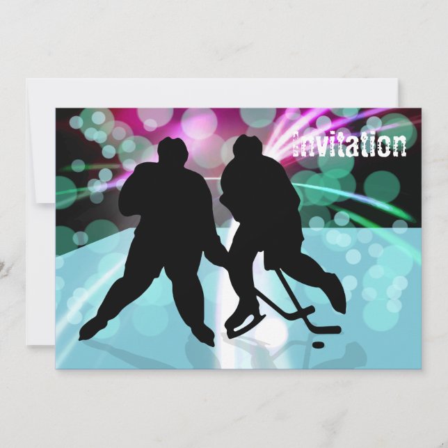 Hockey Duo Face Off Invitation (Front)