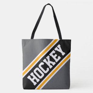 HOCKEY Dynamic Grey Black White Orange Stripes Tote Bag