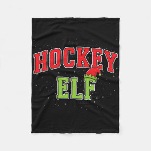 Hockey Elf Christmas Family Matching Group Xmas  Fleece Blanket