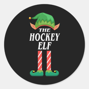 Hockey Elf Christmas Pajamas For Family Matching S Classic Round Sticker