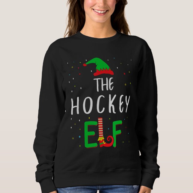 Hockey Elf Family Matching Christmas Pjs Funny Sweatshirt (Front)