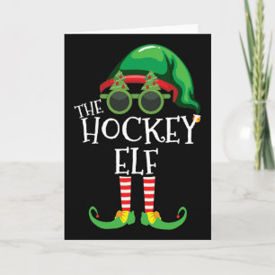 Hockey Elf Matching Christmas Group Party Pjs Fami Card