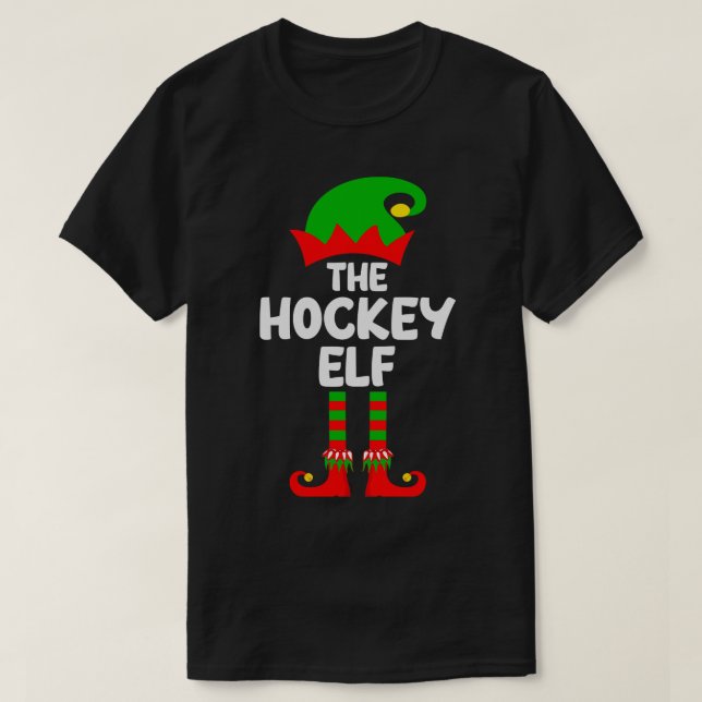Hockey Elf Matching Family Group Christmas Party P T-Shirt (Design Front)