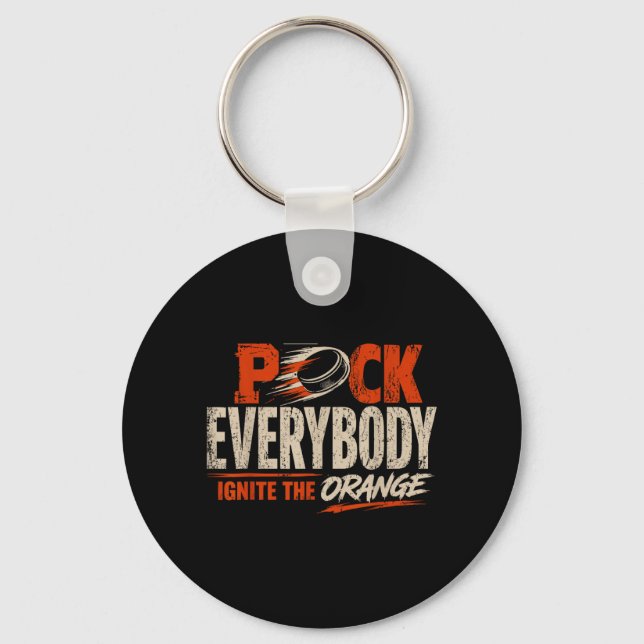Hockey Enforcer Orange 1 Key Ring (Front)