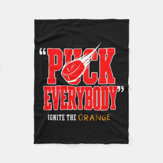 Hockey Enforcer Orange Funny Hockey Humour Sports Fleece Blanket