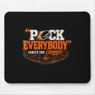 Hockey Enforcer Orange Mouse Pad