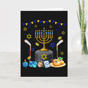 Hockey Equipment Player Loverhanukkah Jewish Menor Card