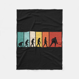 Hockey Evolution Retro Ice Hockey Player Men Boys Fleece Blanket
