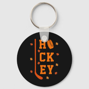 Hockey Fall Leaves Thanksgiving Sports Fan Ice Hoc Key Ring