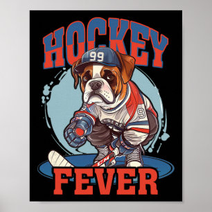 Hockey Fever, A Boxer Dog In Cartoon Style Poster