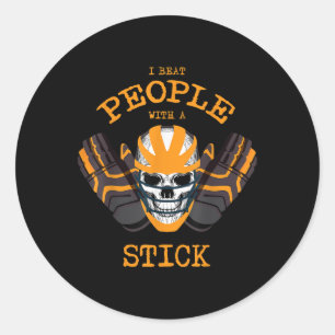 Hockey Field Funny Sports Pun I Beat People With A Classic Round Sticker