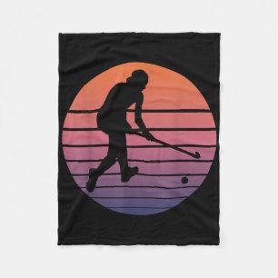 Hockey Field Hockey Player With Field Hockey Stick Fleece Blanket